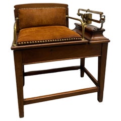 19th Century, English Oak, Brass & Leather Jockey Scale Likely Thornhill & Co