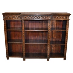 Retro 19th Century English Oak Breakfront Bookcase