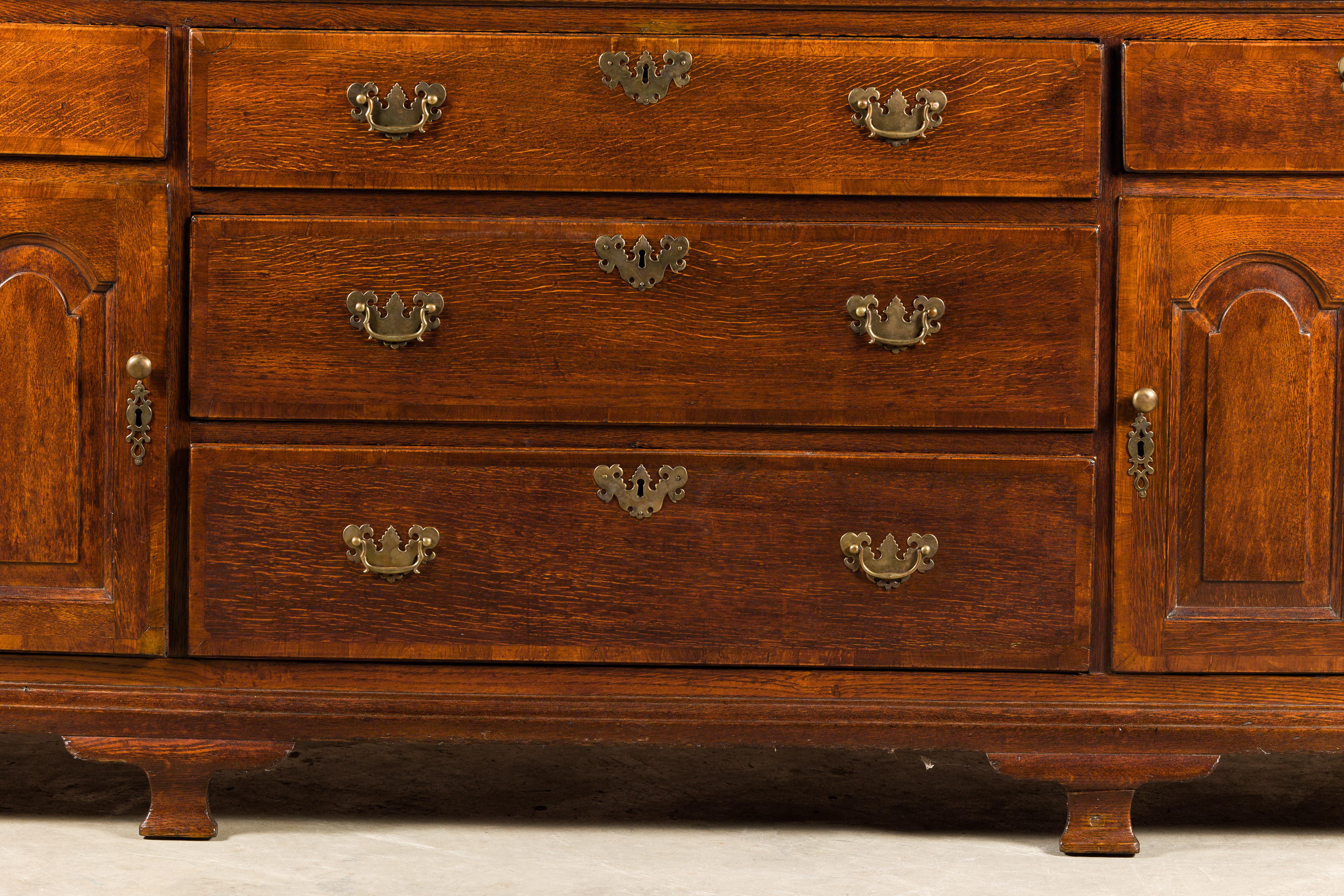 19th Century English Oak Buffet with Five Drawers and Two Doors For Sale 3
