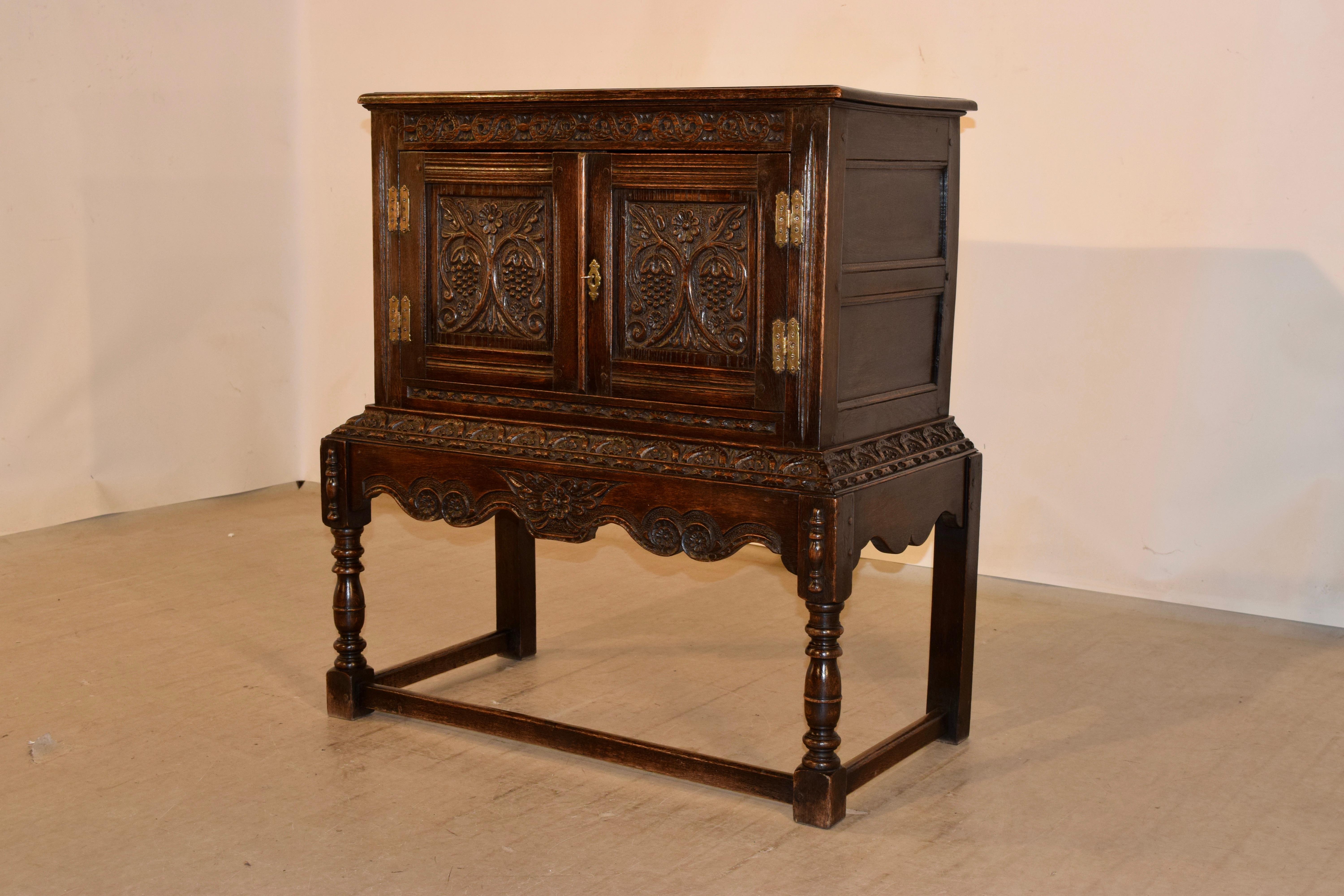 19th Century English Oak Cabinet on Stand 1