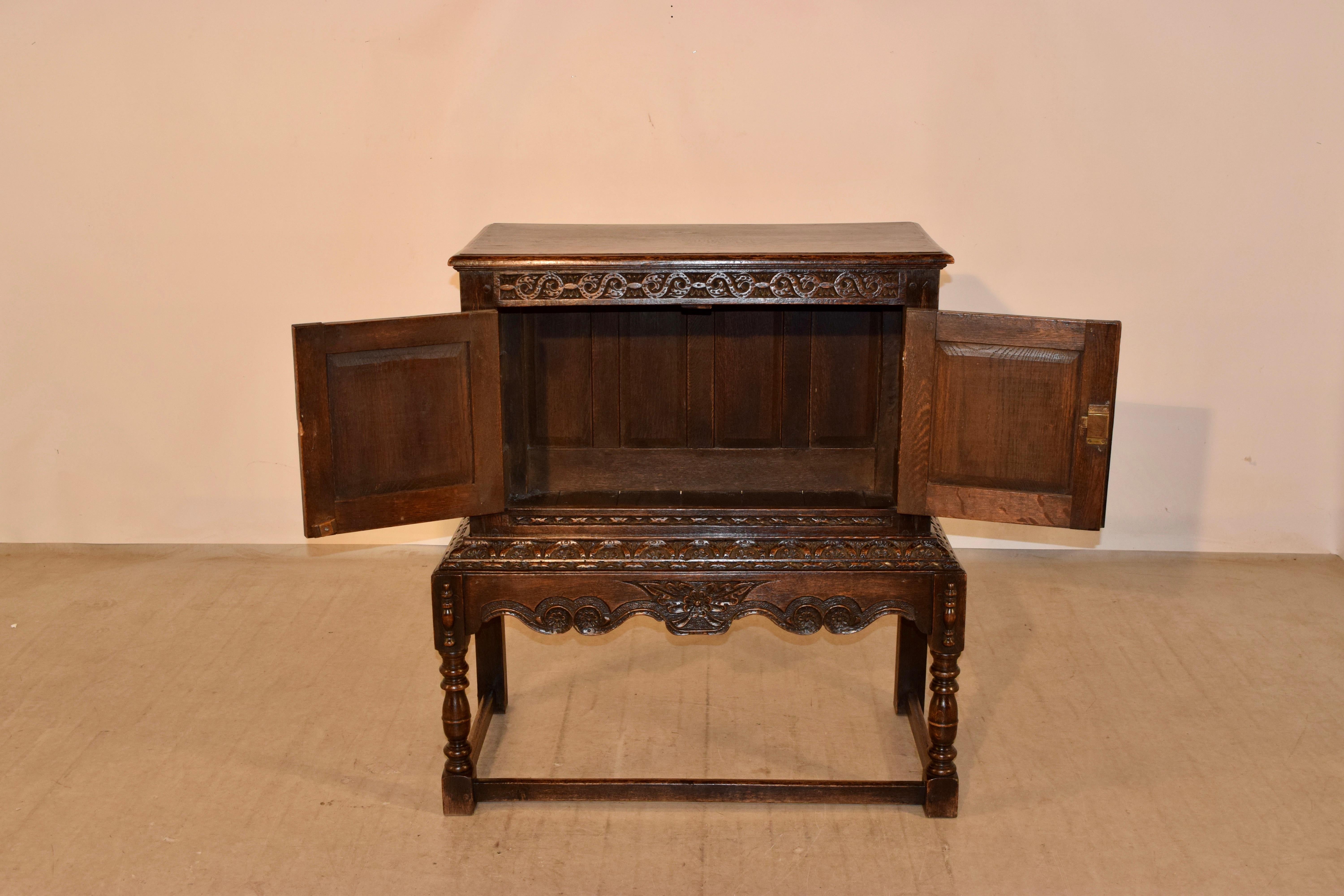 19th Century English Oak Cabinet on Stand 4