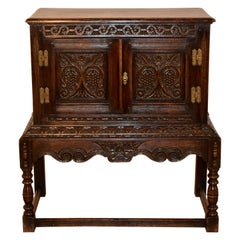 19th Century English Oak Cabinet on Stand