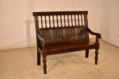 Englische Eichenschnitzbank des 19. Jahrhunderts