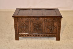 19th Century English Oak Carved Blanket Chest