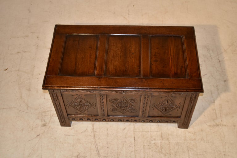 19th Century English Oak Carved Blanket Chest For Sale 3
