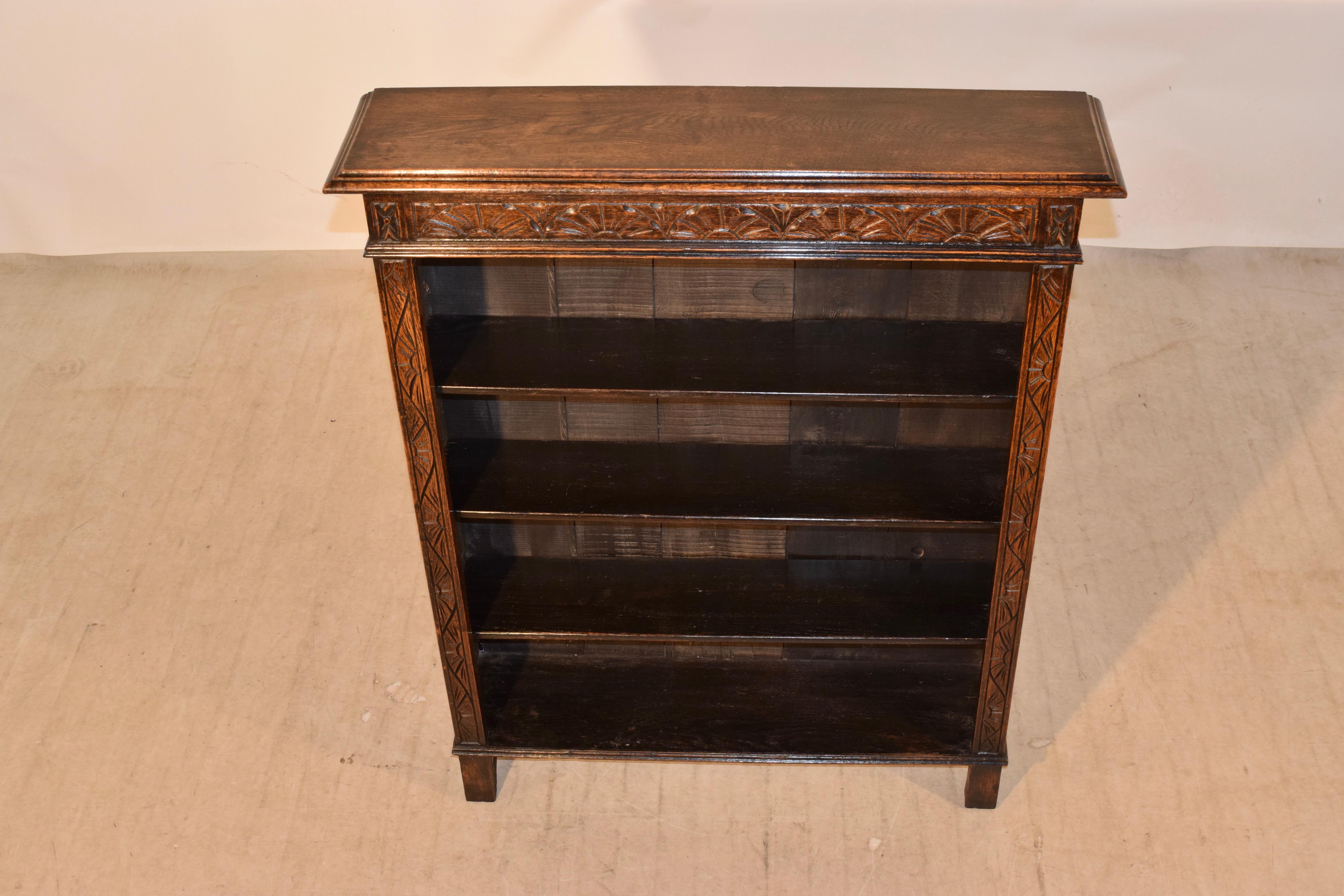 19th Century English Oak Carved Bookcase In Good Condition In High Point, NC
