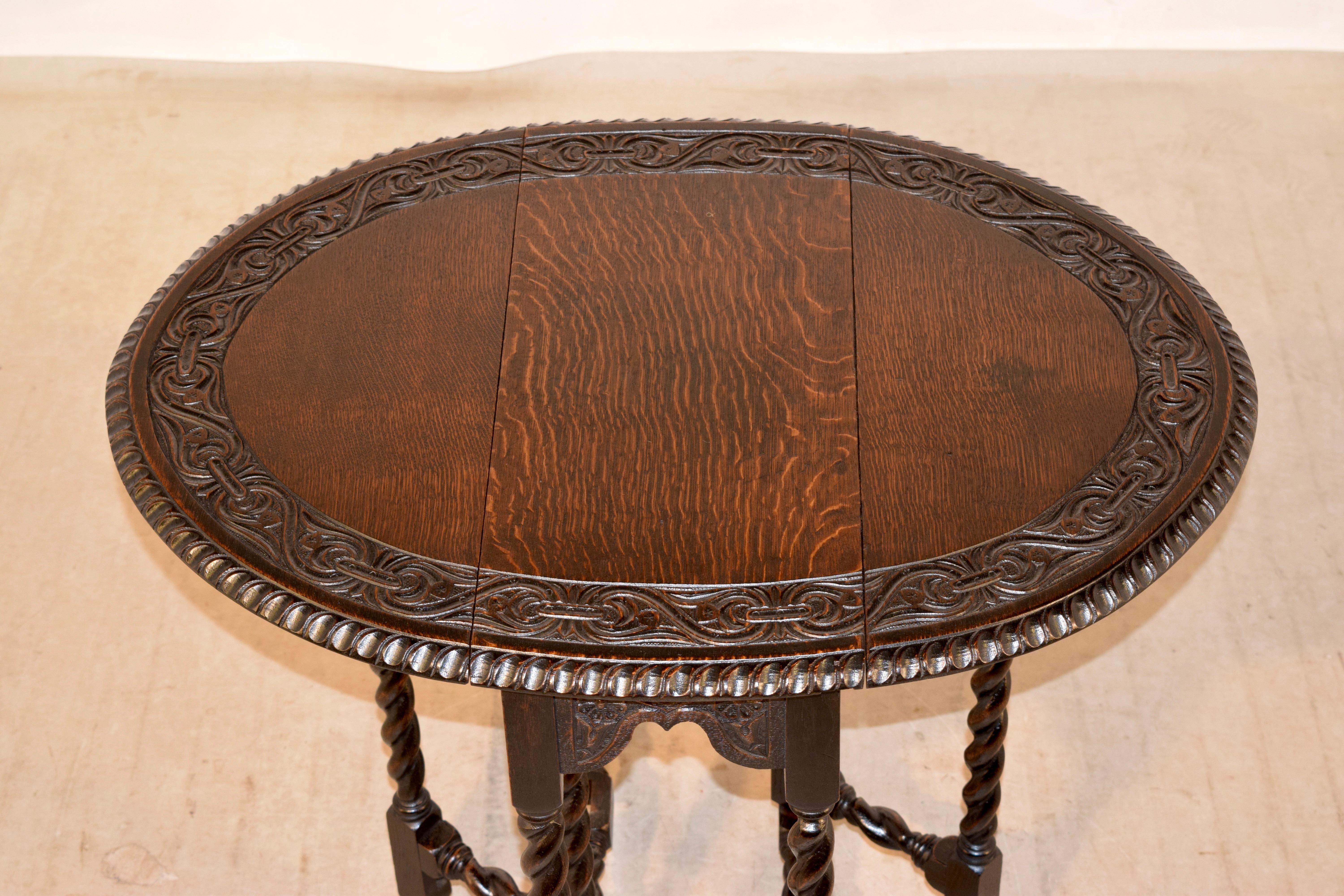 19th Century English Oak Carved Gate Leg Table For Sale 6
