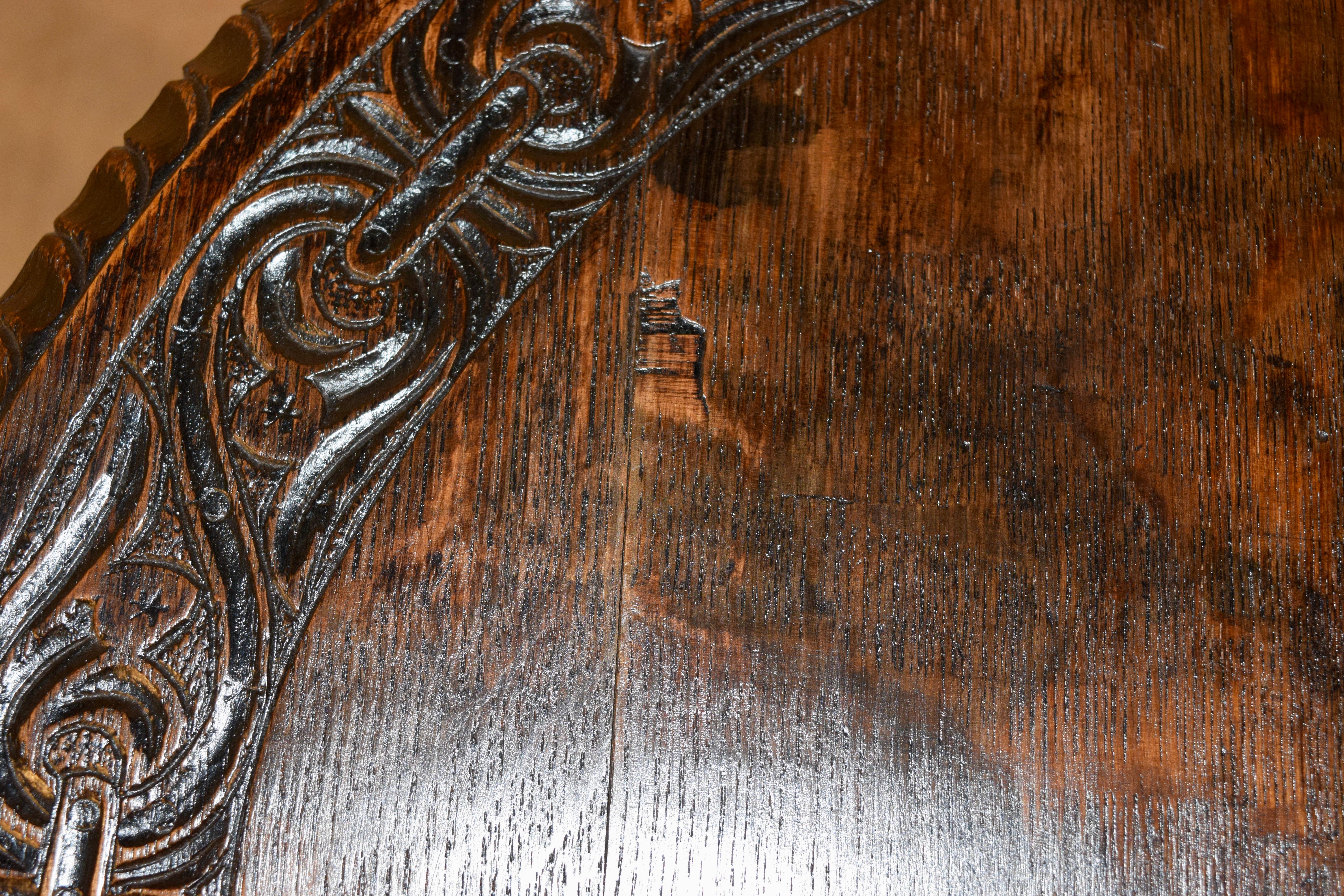 19th Century English Oak Carved Gate Leg Table 5