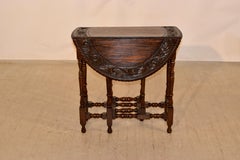 19th Century English Oak Carved Gate-Leg Table
