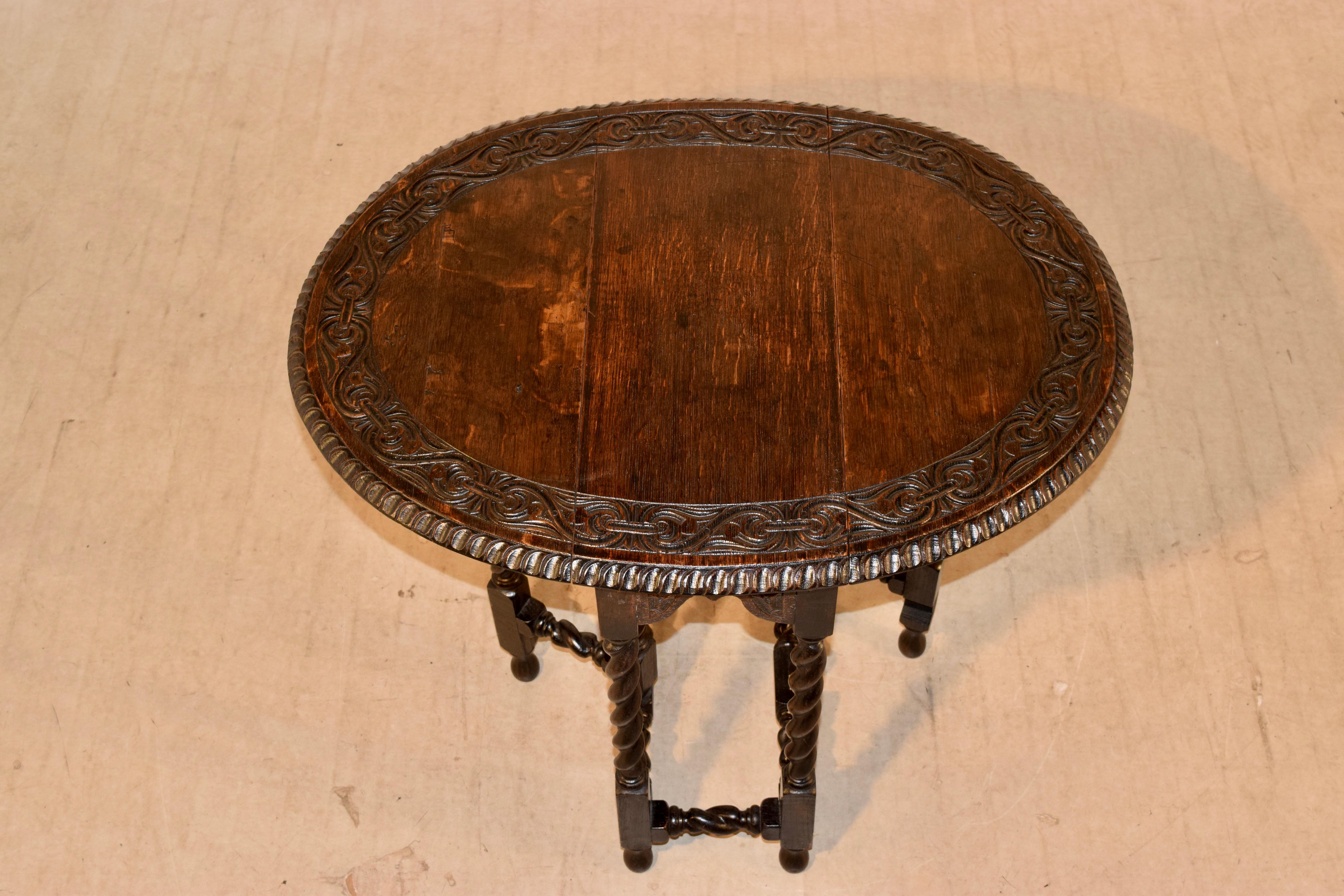 19th Century English Oak Carved Gate Leg Table In Good Condition In High Point, NC