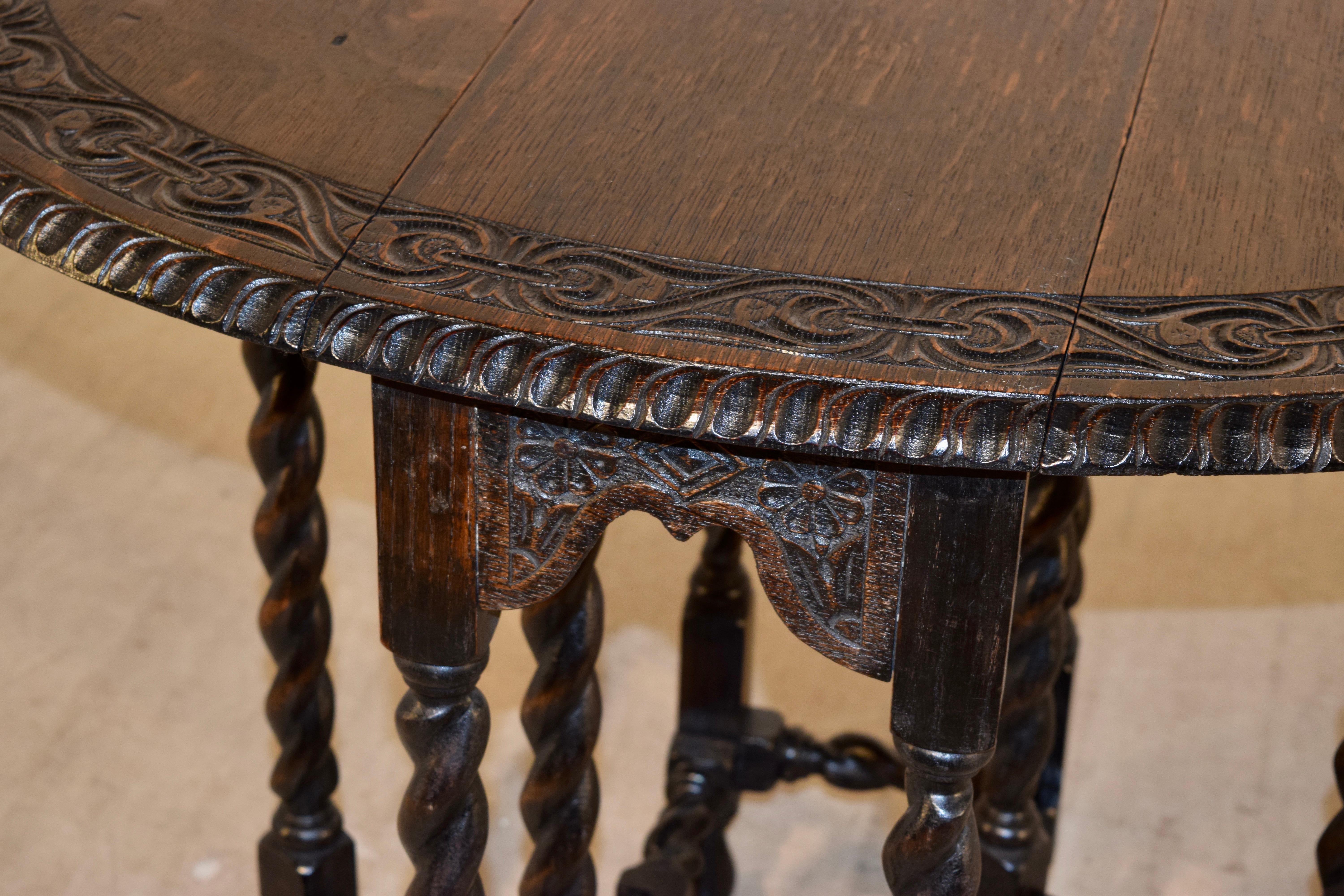 19th Century English Oak Carved Gate Leg Table 2
