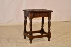 19th Century English Oak Carved Joint Stool