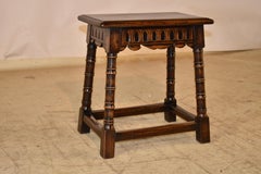 19. Jahrhundert Englisch Eiche geschnitzt Joint Hocker