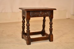 19th Century English Oak Carved Joint Stool