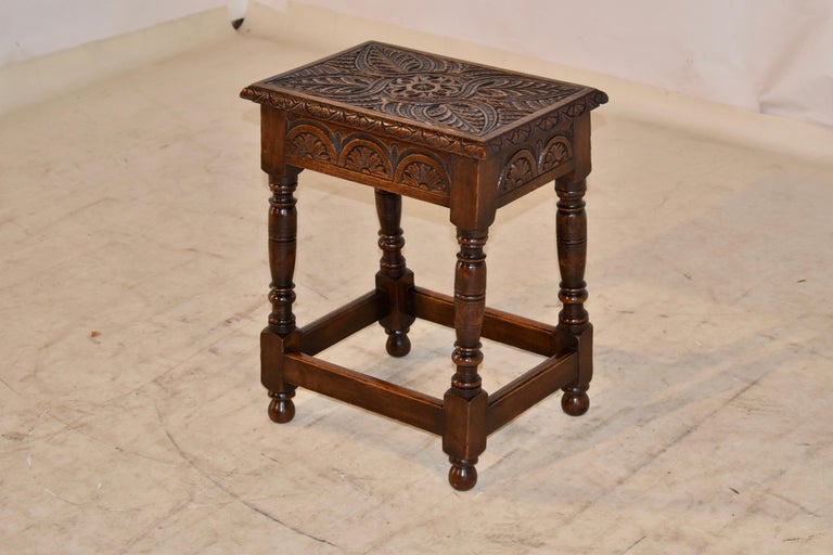 19th Century English Oak Carved Joint Stool For Sale at 1stDibs