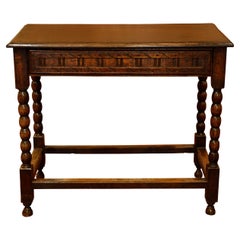 Antique 19th Century English Oak Carved Side Table
