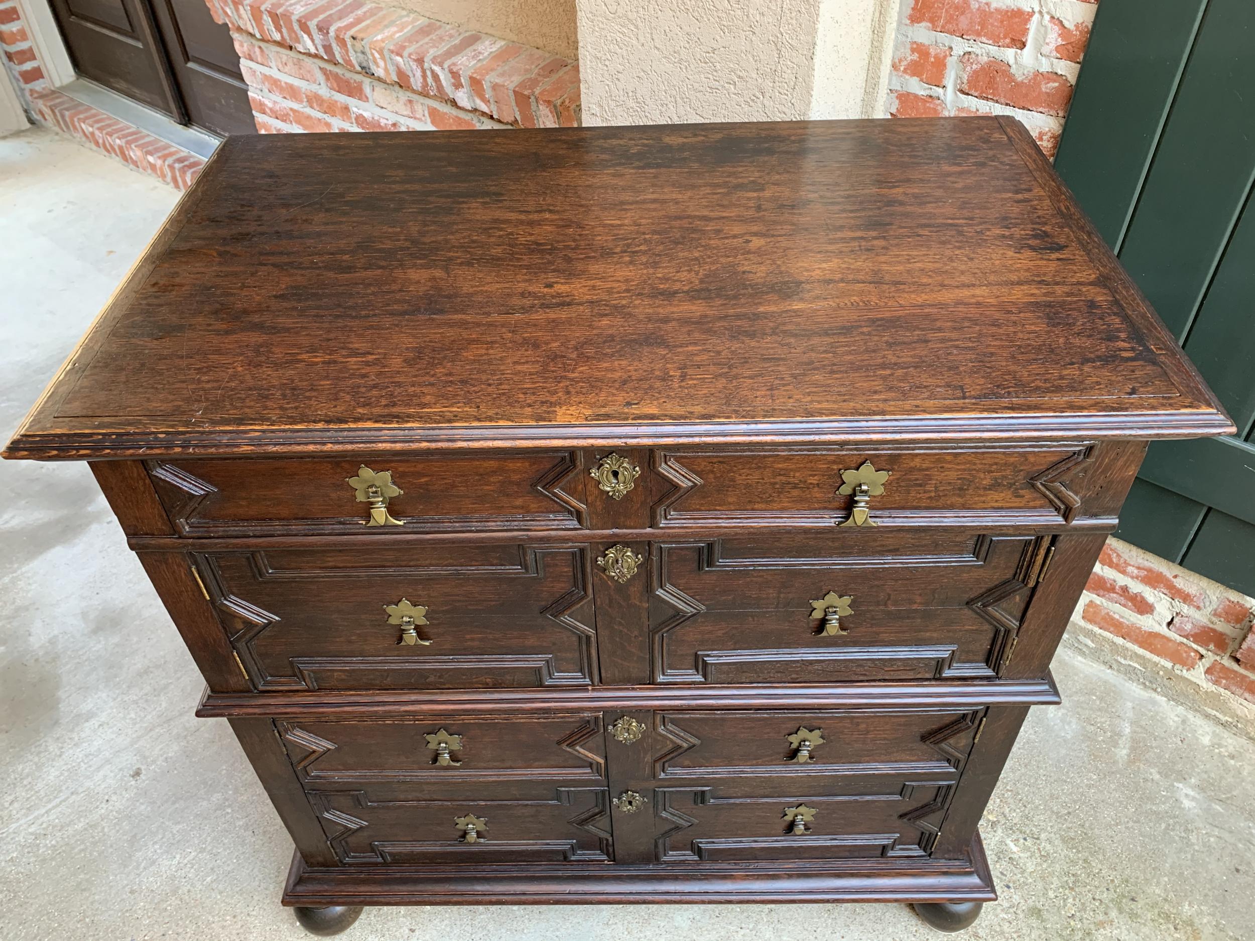 19th century English Oak Chest of Drawers Jacobean Cabinet Commode Sofa Table 1