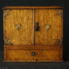 19th Century English Oak Cigar Humidor Box Cabinet with Cedar Interior Drawers