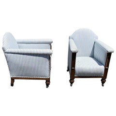 19th Century English Oak Club Chairs