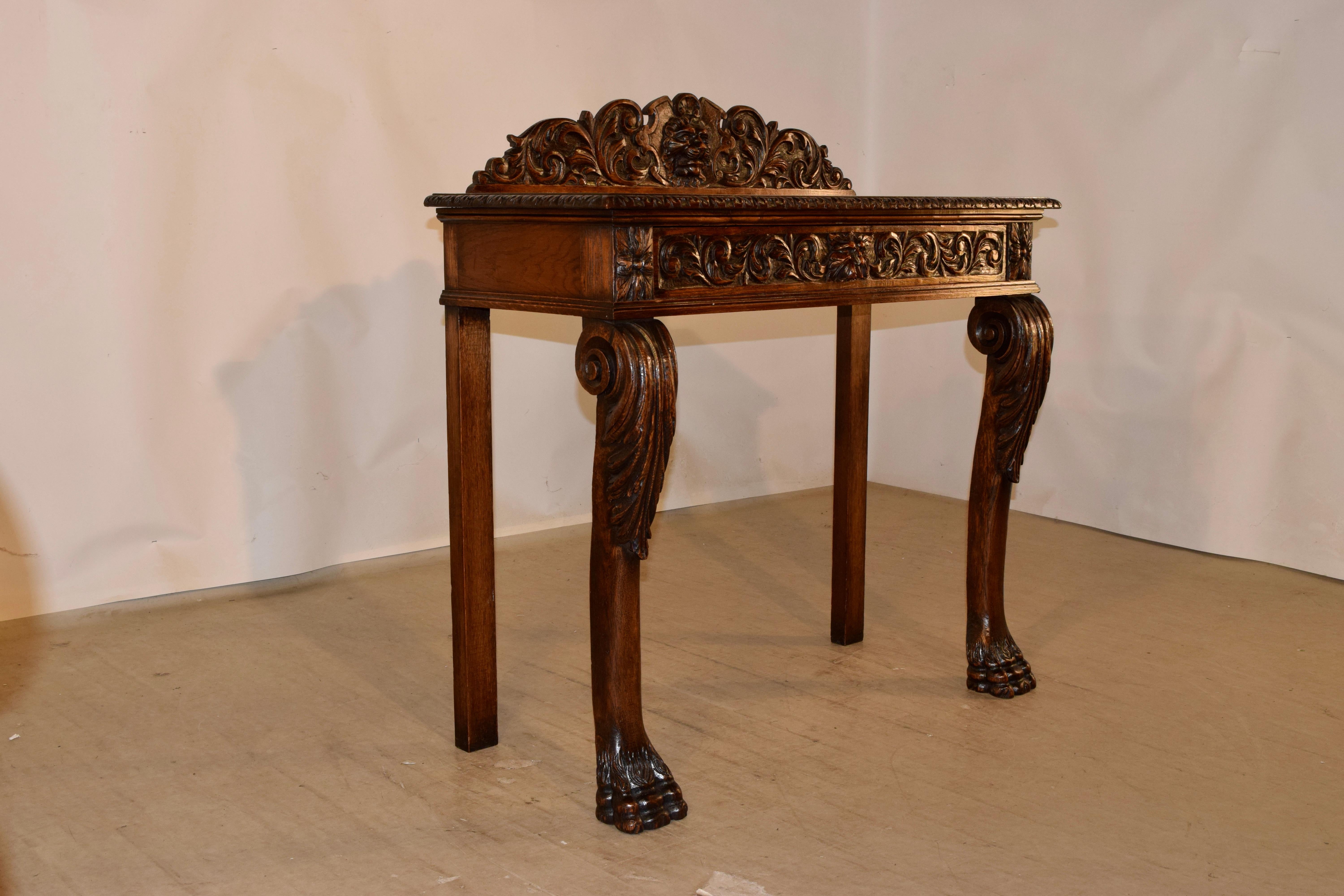 Victorian 19th Century English Oak Console Table For Sale
