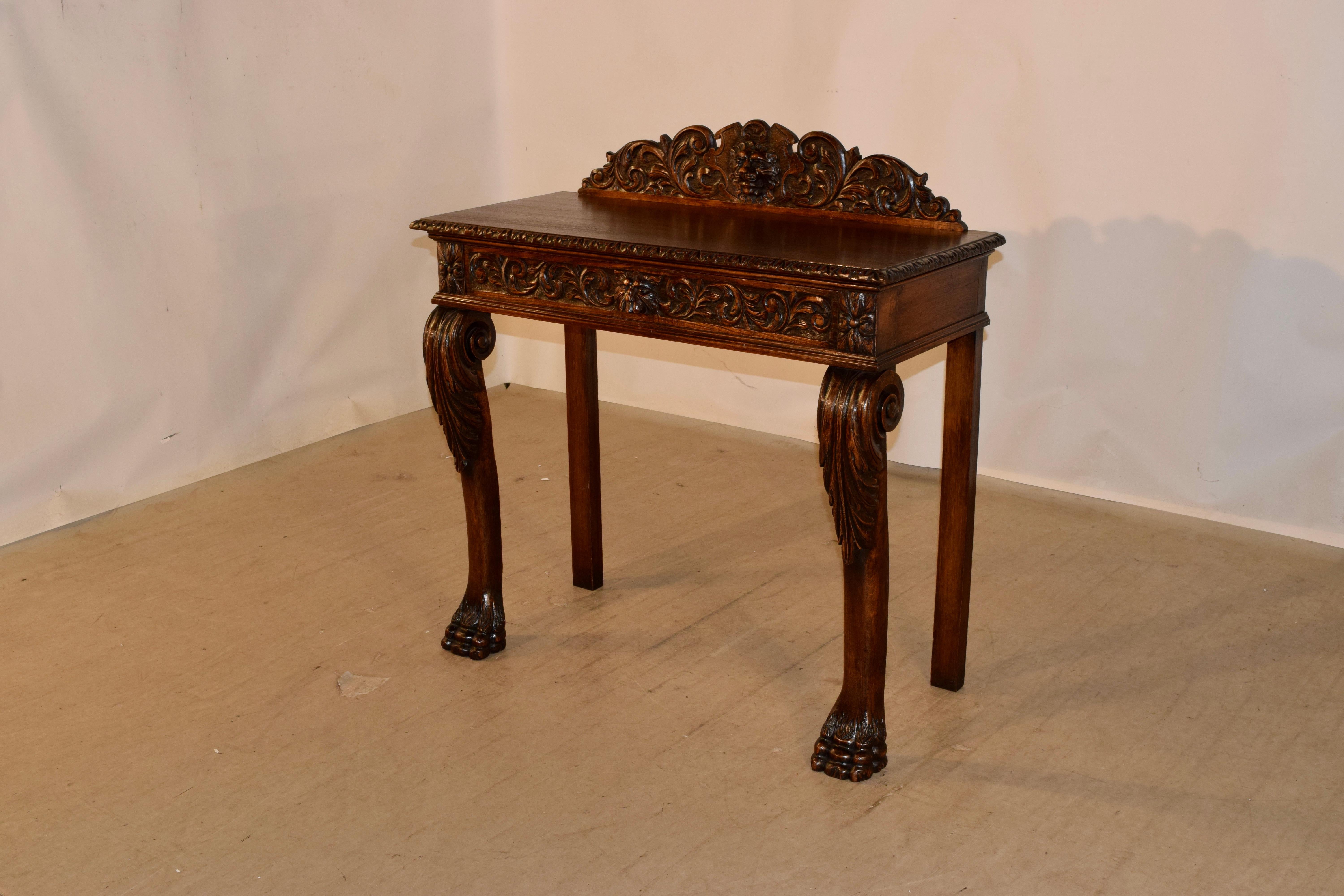 Sculpté à la main Table console en chêne anglais du XIXe siècle en vente