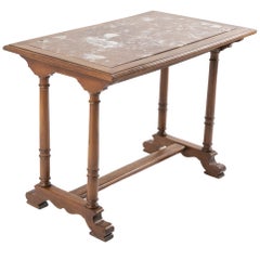 19th Century English Oak Console Table with Inset Marble Top