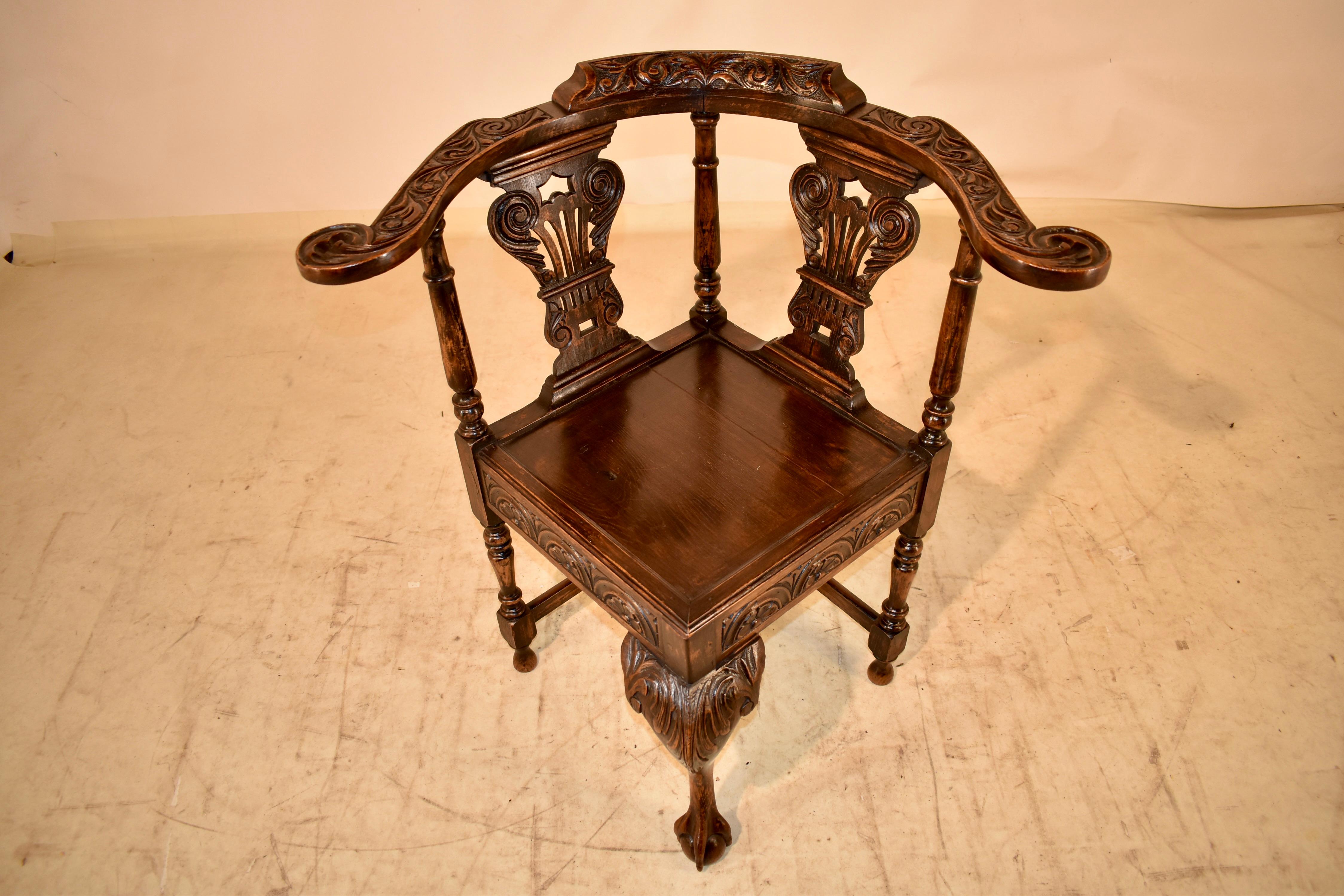 19th Century English Oak Corner Chair For Sale 1