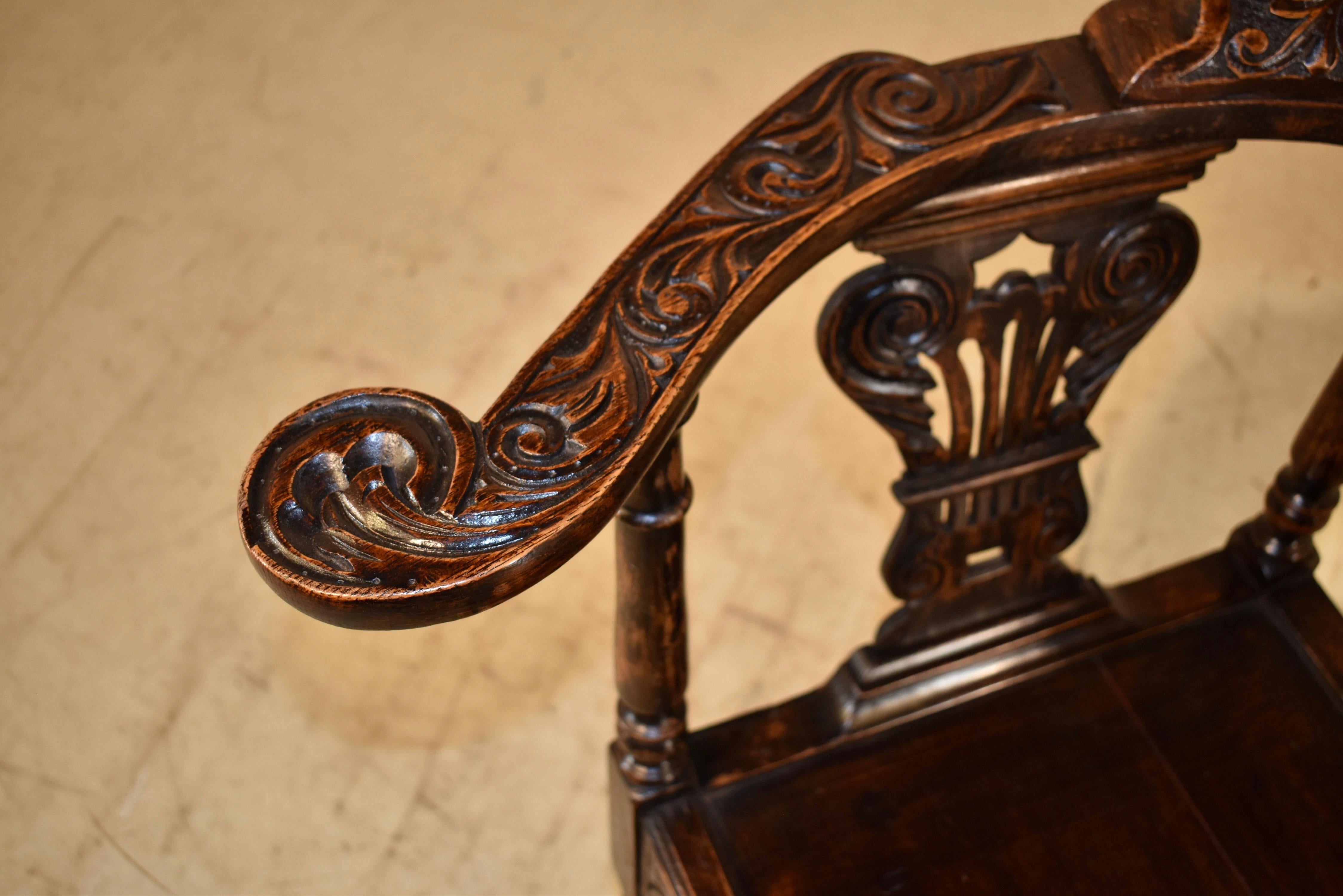19th Century English Oak Corner Chair For Sale 3