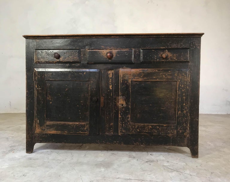 19th Century English Oak Cupboard Sideboard Waiter Station Original