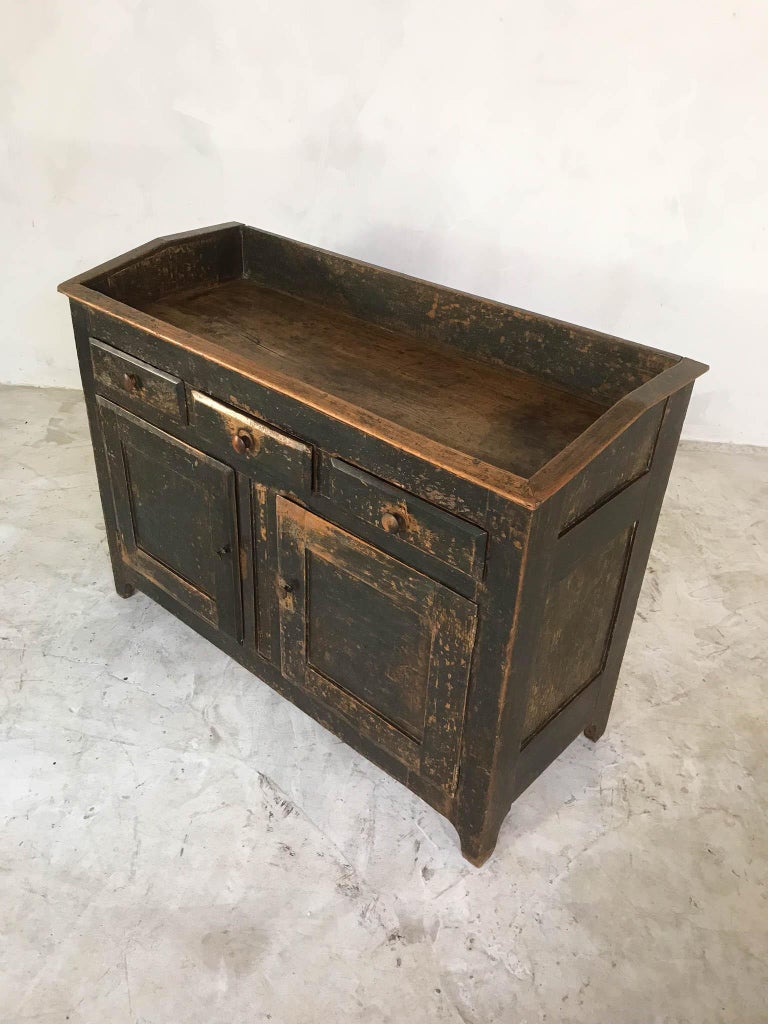 19th Century English Oak Cupboard Sideboard Waiter Station Original