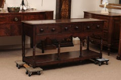 19th Century English Oak Dresser Base / Server Featuring 3 Drawers