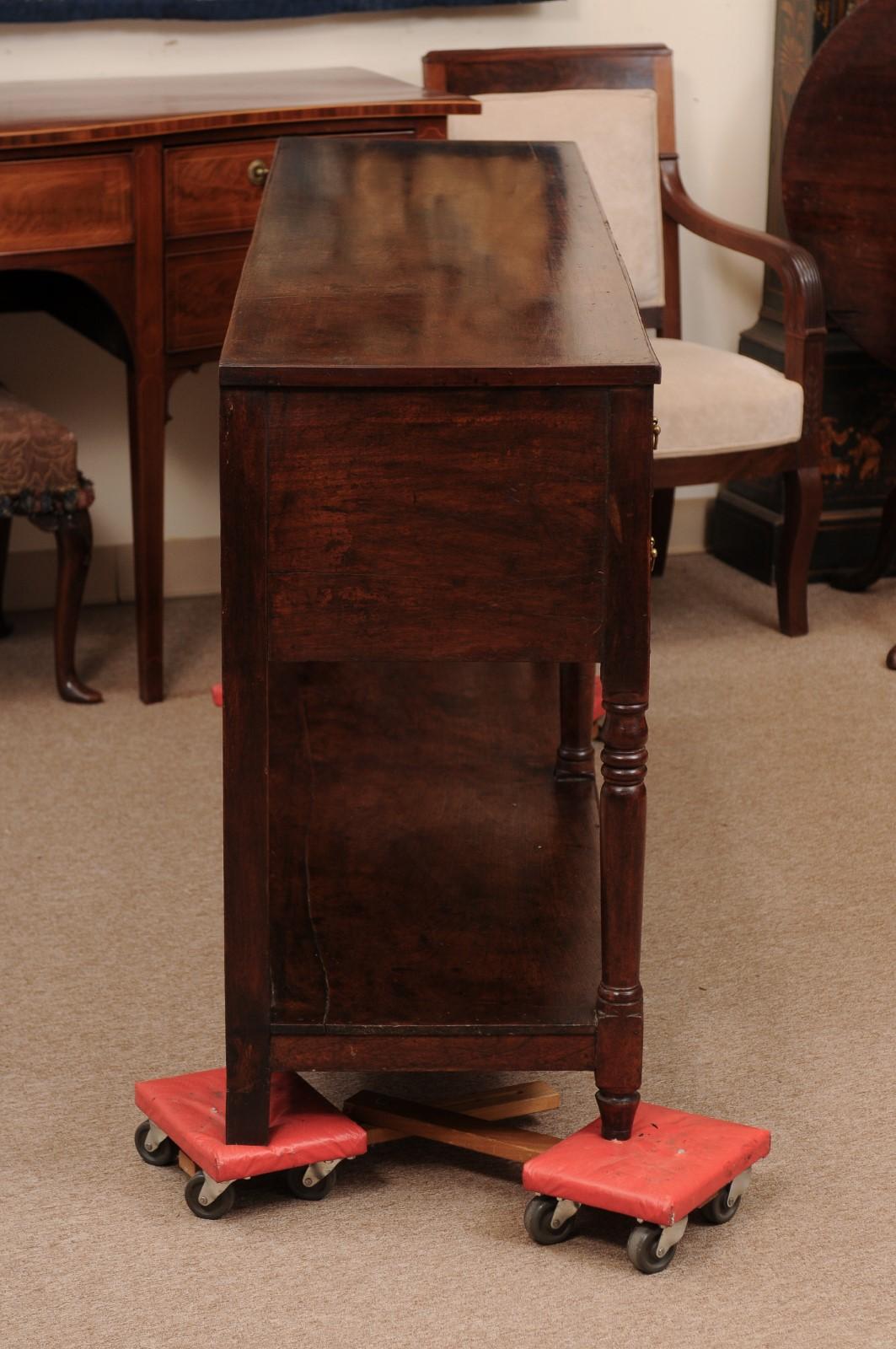 19th Century English Oak Dresser Base / Server with 6 Drawers, Turned Supports a 3