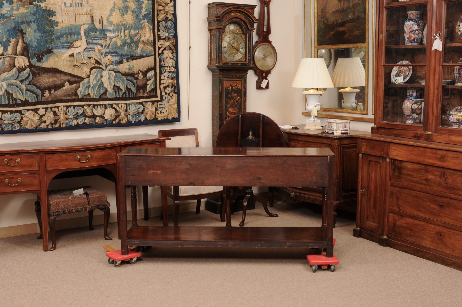 19th Century English Oak Dresser Base / Server with 6 Drawers, Turned Supports a 5