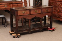 19th Century English Oak Dresser Base / Server with Plinth Base & 3 Drawers