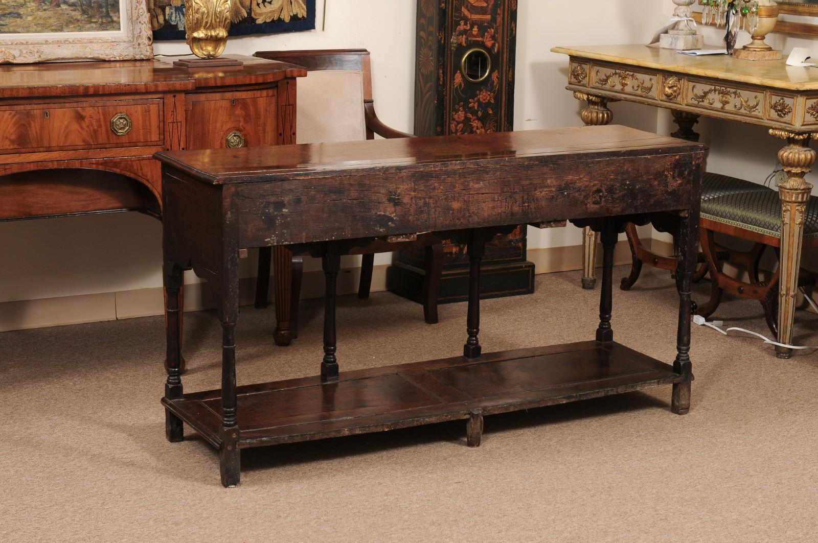 19th Century English Oak Dresser Base / Server with Potboard & 3 Drawers For Sale 8