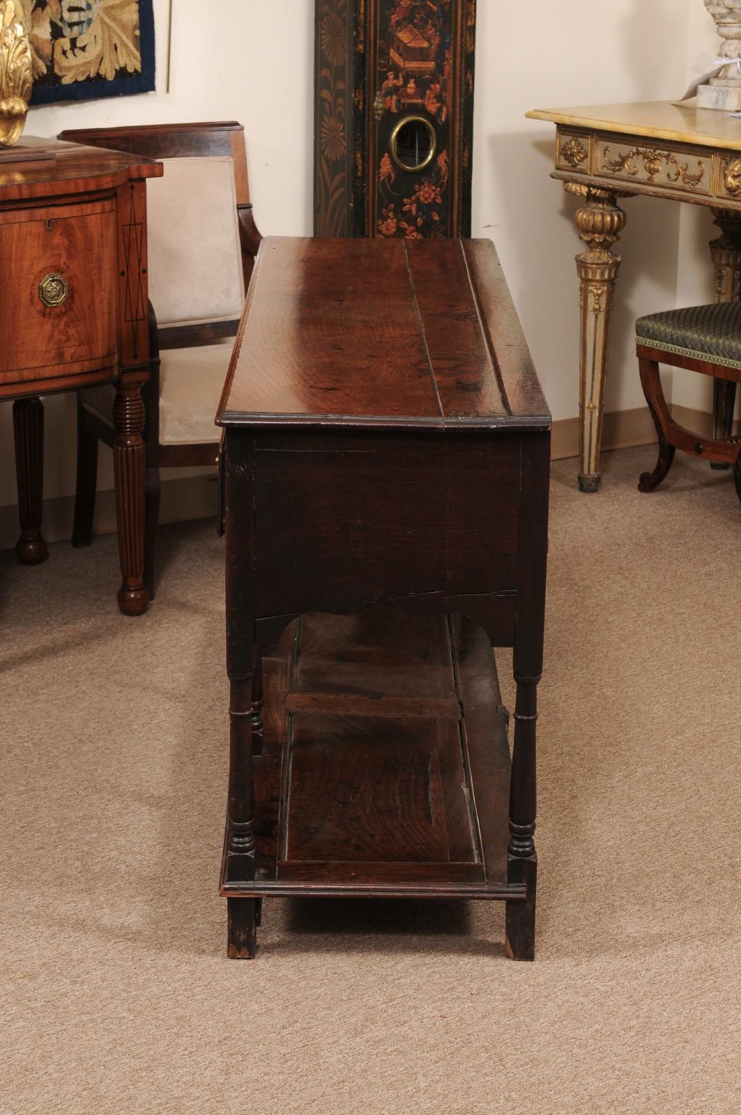 19th Century English Oak Dresser Base / Server with Potboard & 3 Drawers For Sale 9