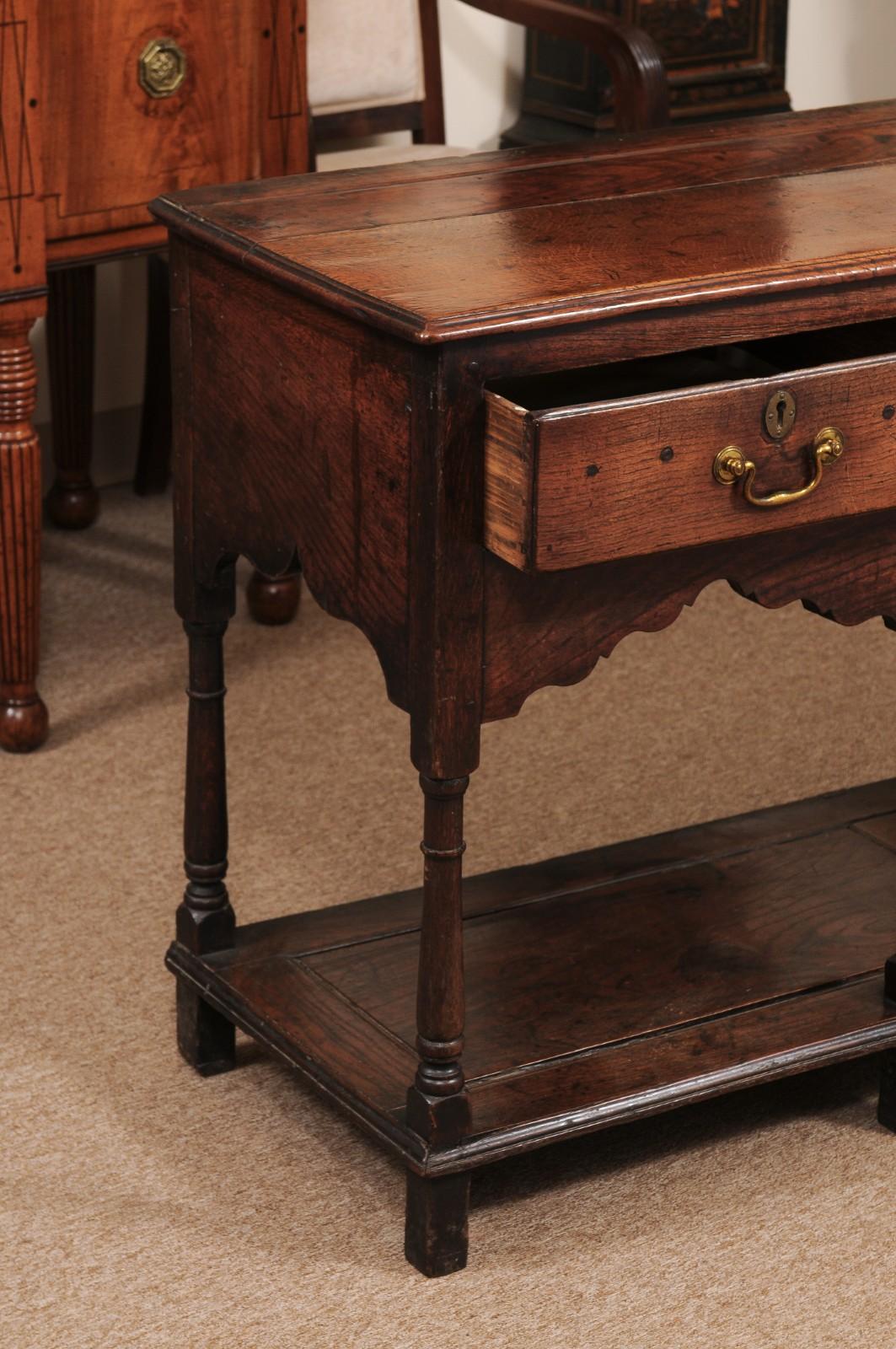 19th Century English Oak Dresser Base / Server with Potboard & 3 Drawers For Sale 2