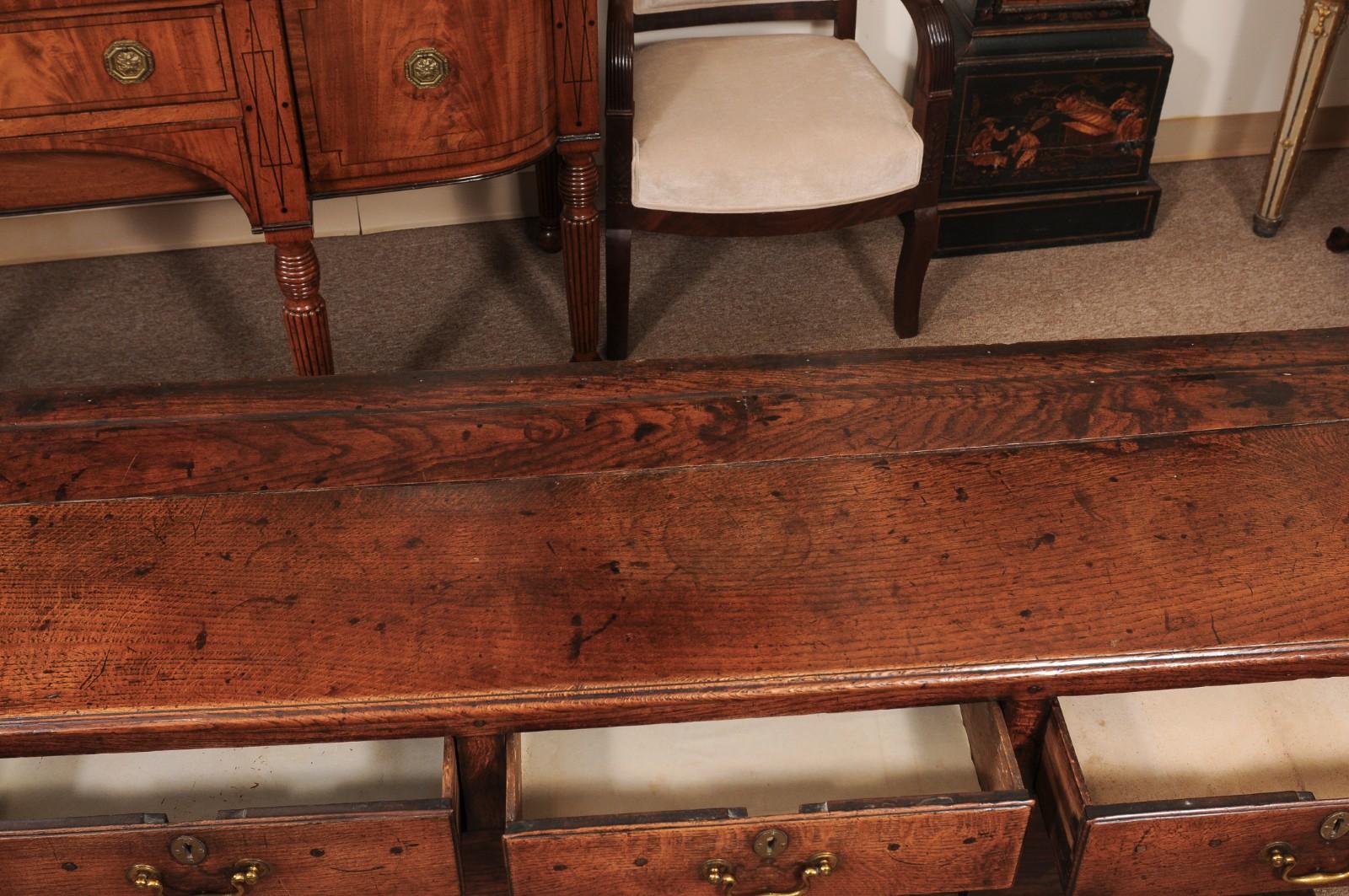 19th Century English Oak Dresser Base / Server with Potboard & 3 Drawers For Sale 3