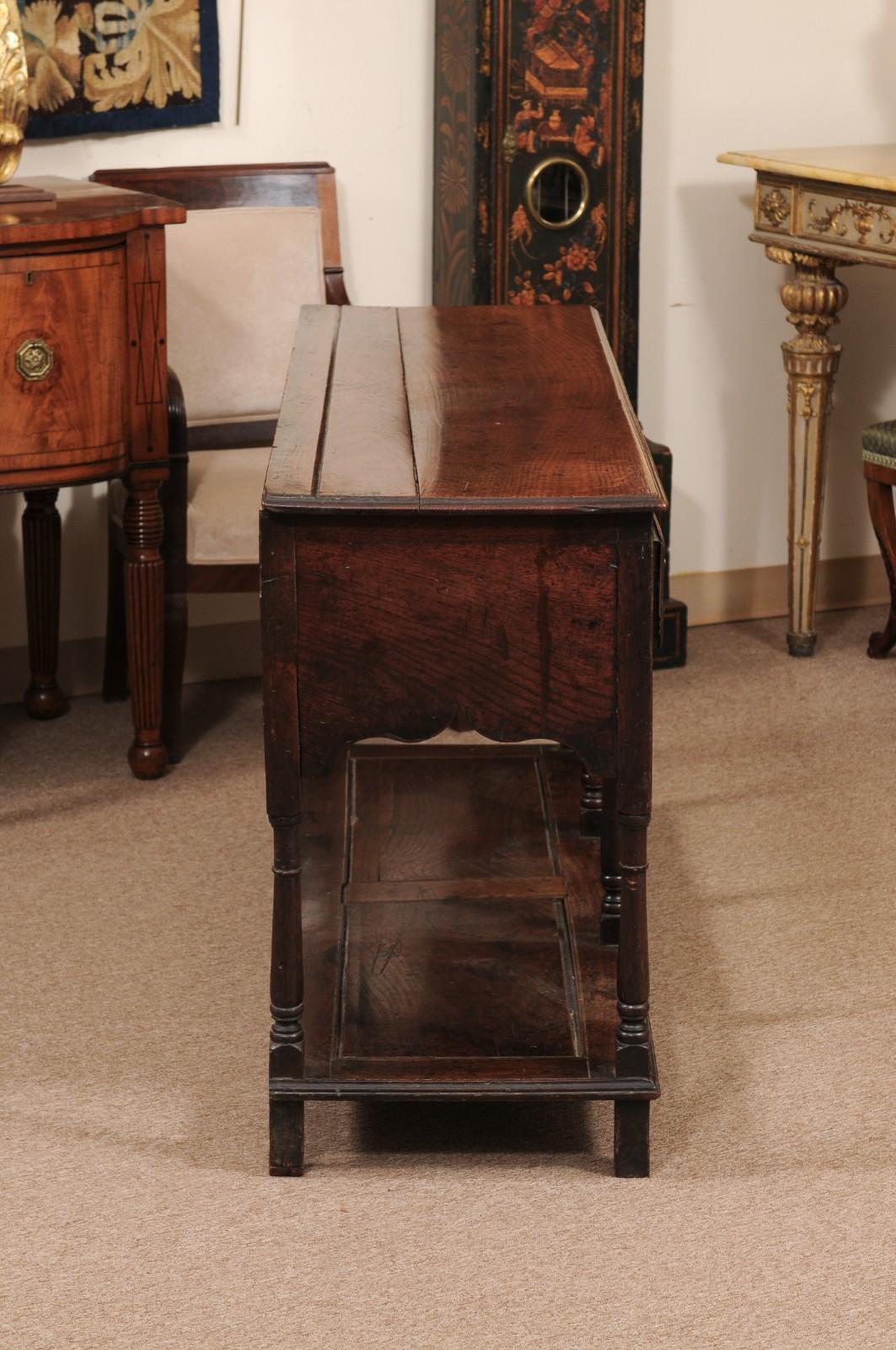 19th Century English Oak Dresser Base / Server with Potboard & 3 Drawers For Sale 5