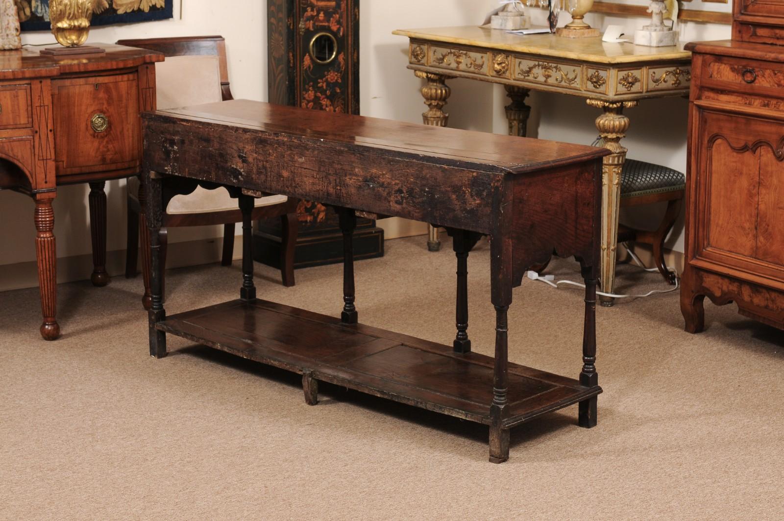 19th Century English Oak Dresser Base / Server with Potboard & 3 Drawers For Sale 6