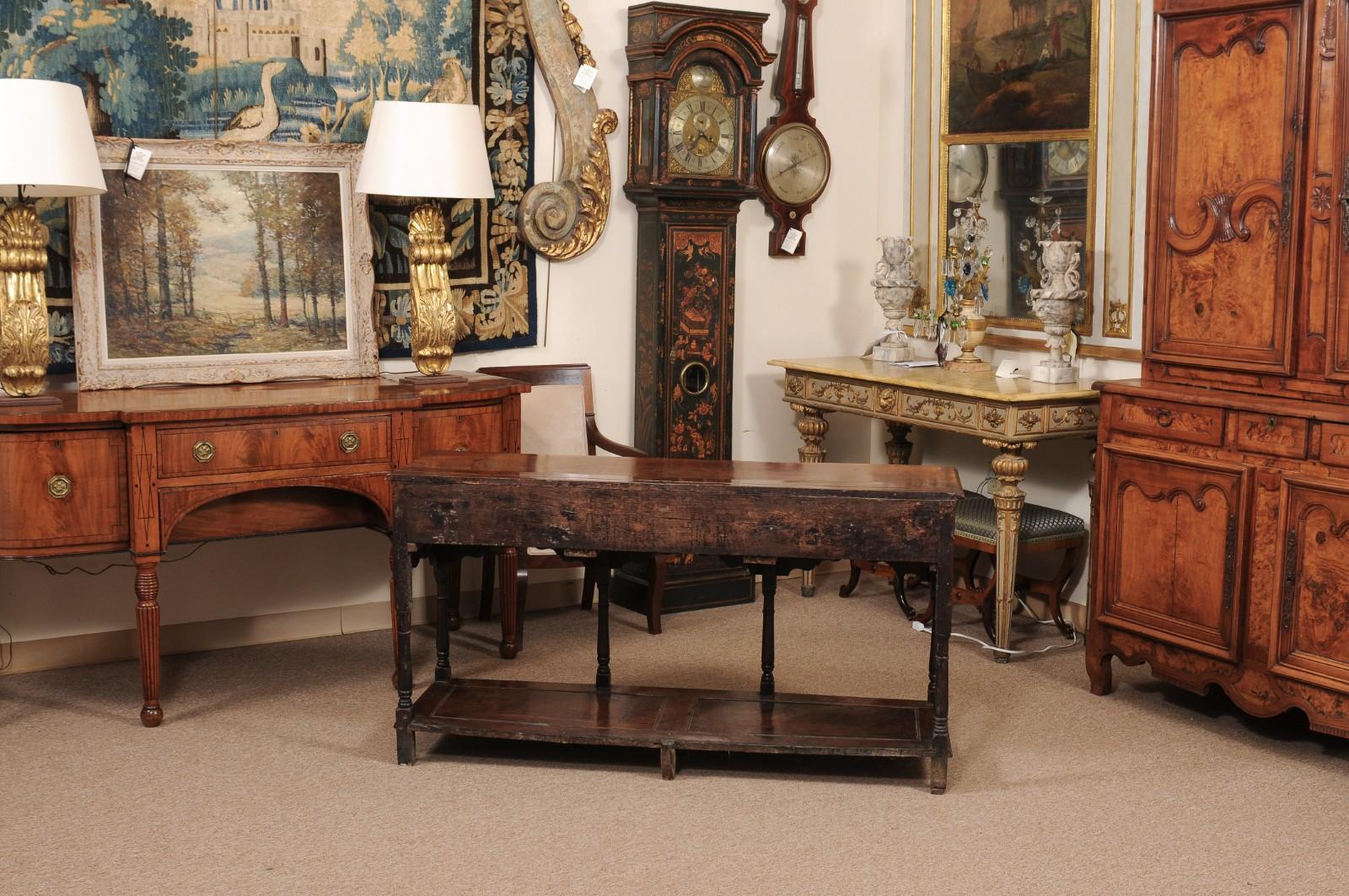19th Century English Oak Dresser Base / Server with Potboard & 3 Drawers For Sale 7