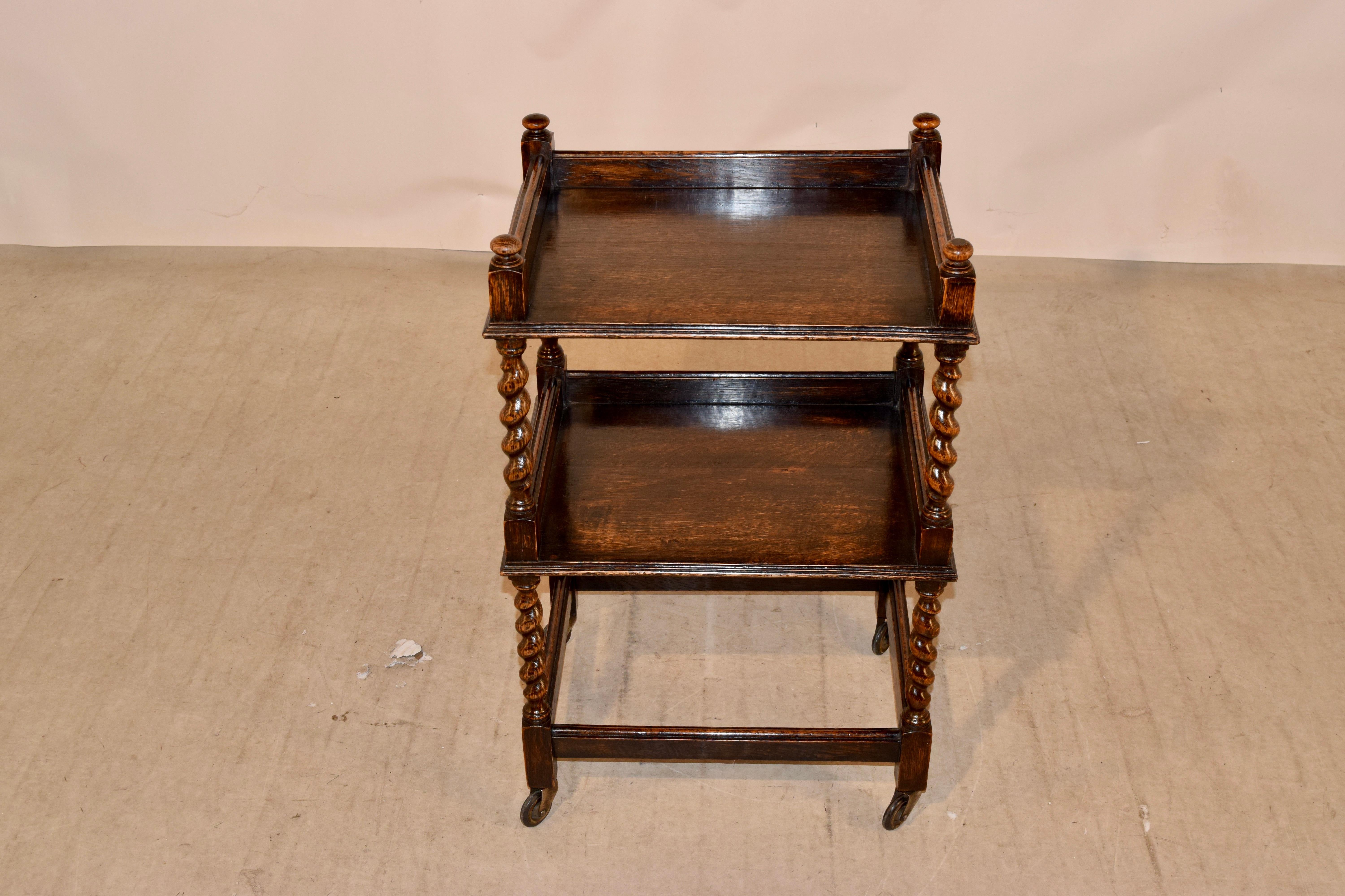 19th Century English Oak Drinks Cart 1