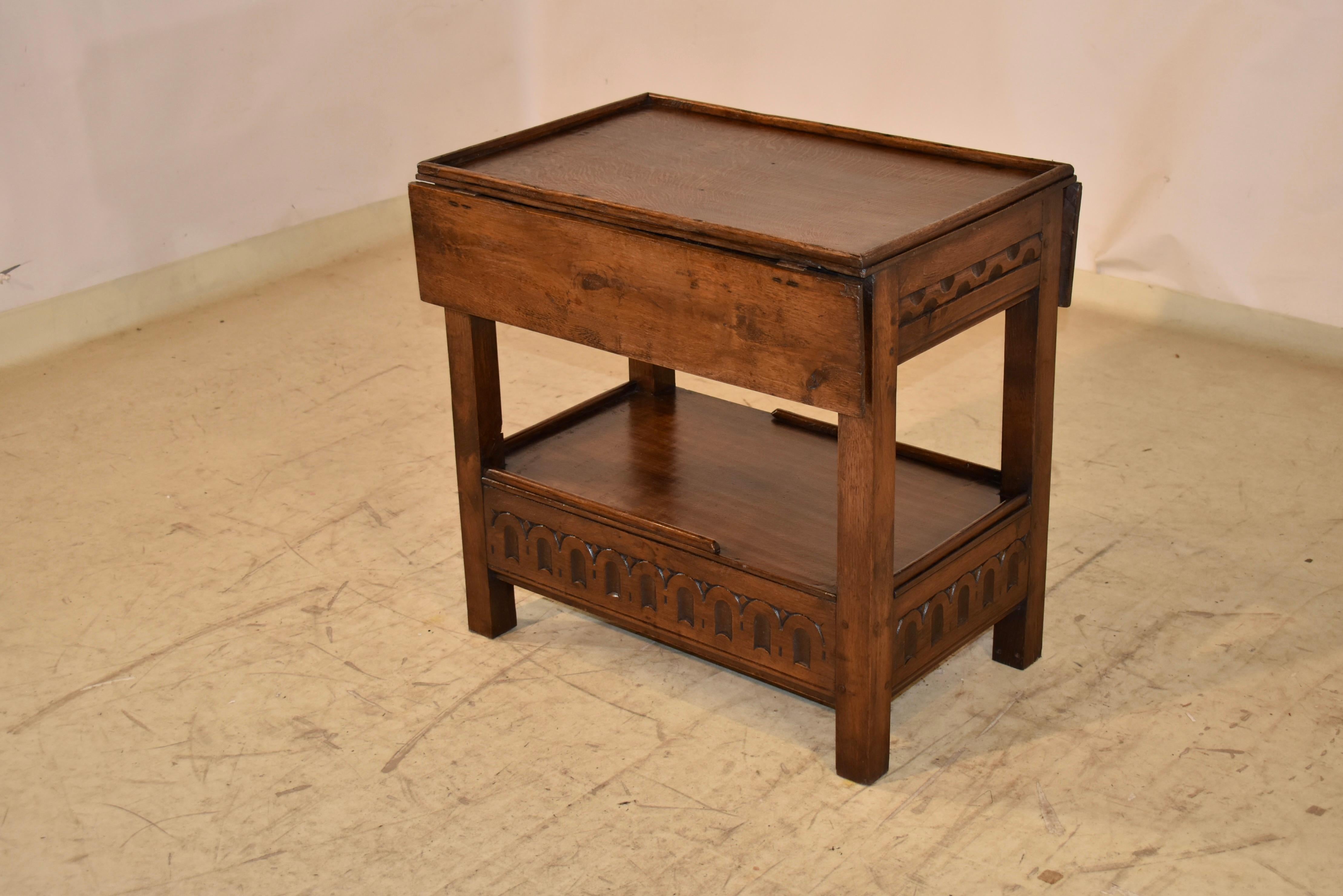 19th Century English Oak Drop Leaf Side Table For Sale 1