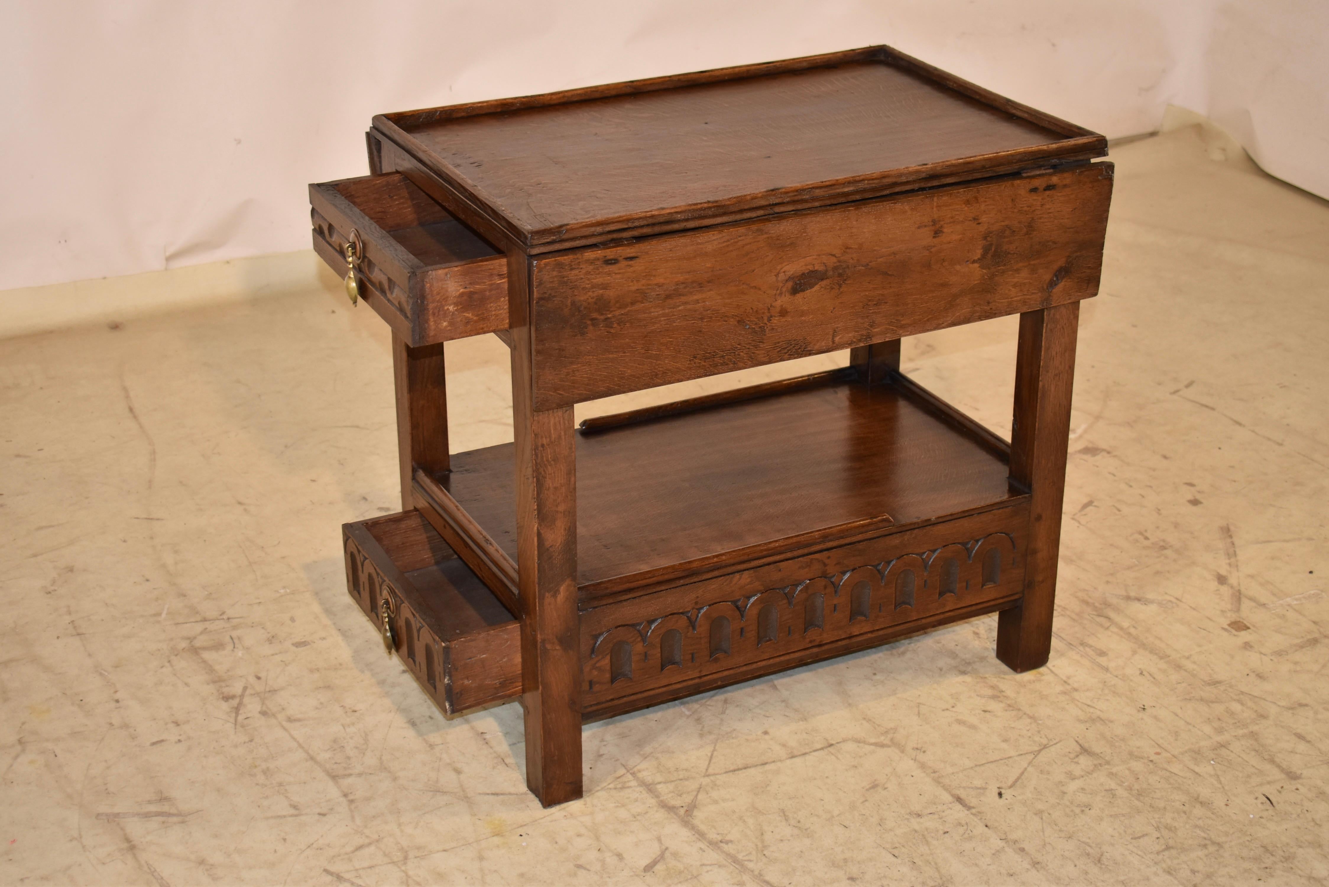 19th Century English Oak Drop Leaf Side Table For Sale 2