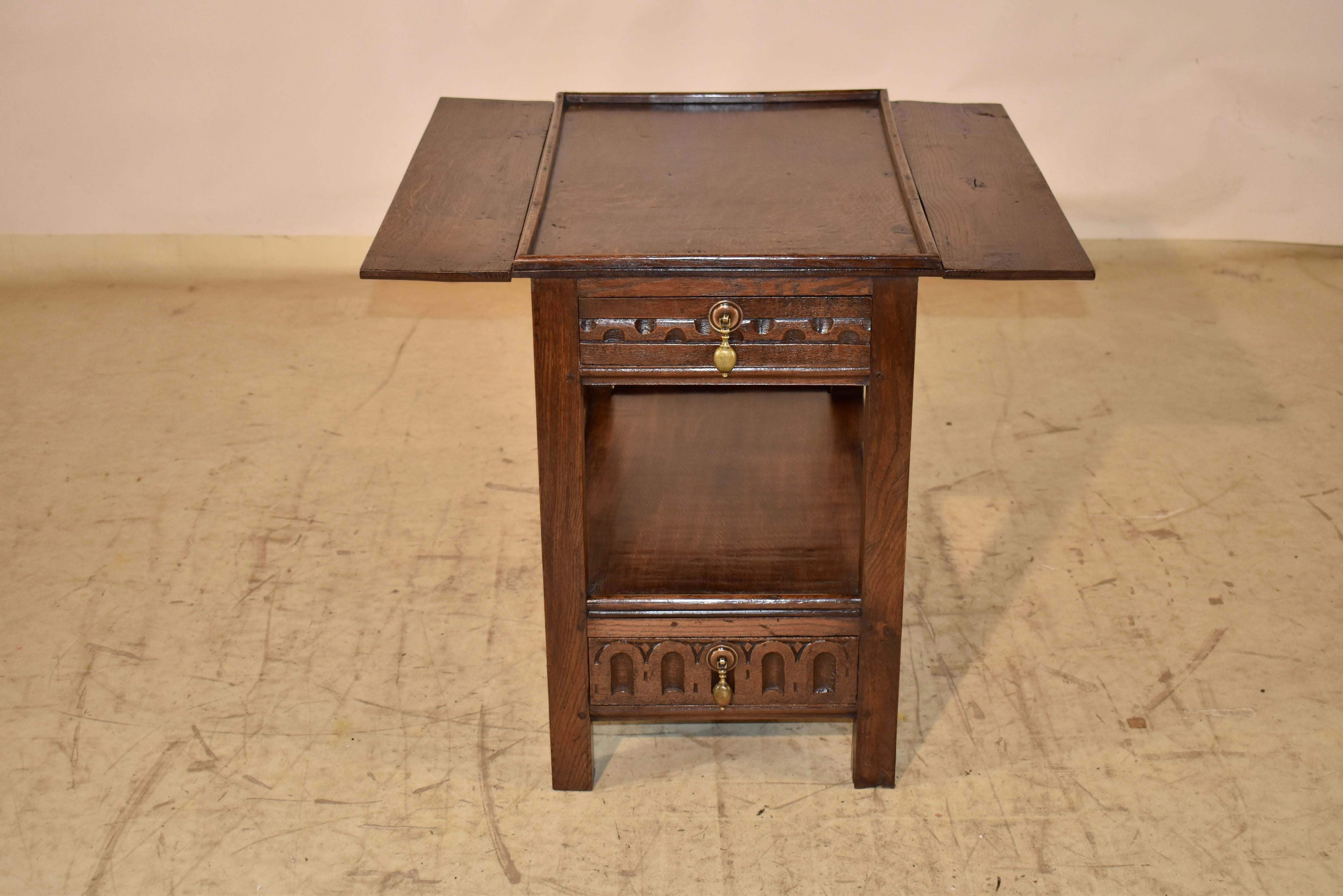 19th Century English Oak Drop Leaf Side Table For Sale 3