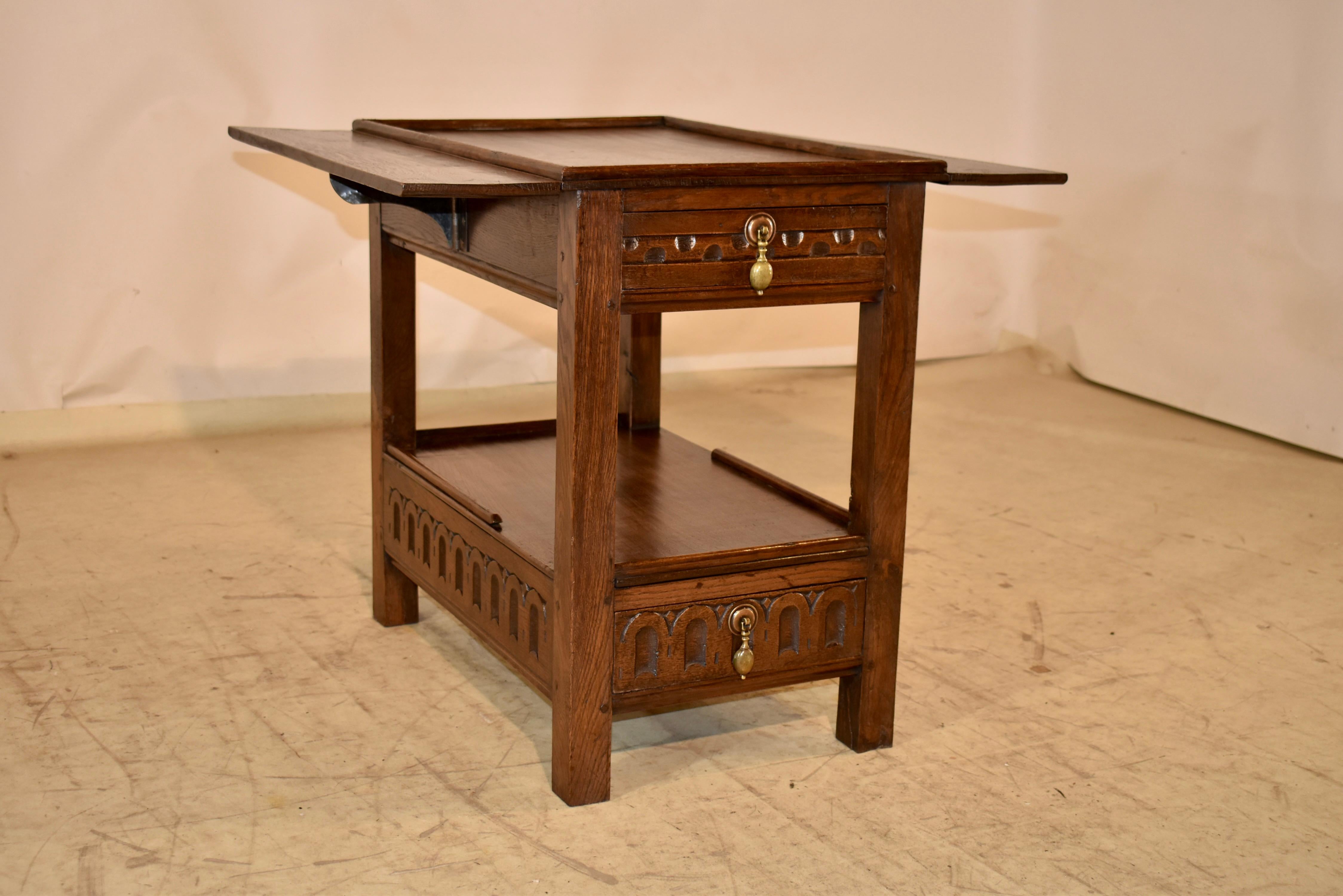 19th Century English Oak Drop Leaf Side Table For Sale 4