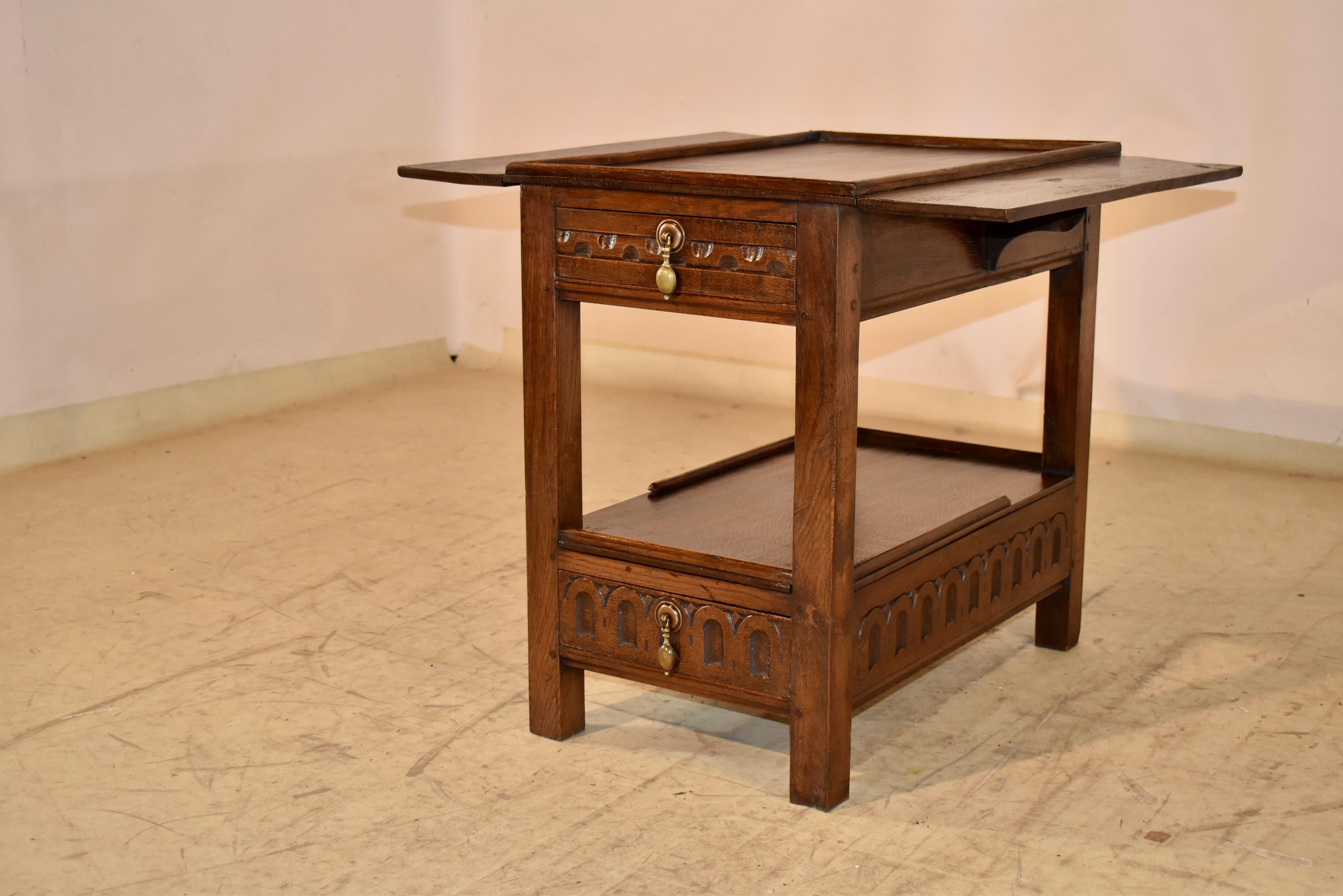 19th Century English Oak Drop Leaf Side Table For Sale 5