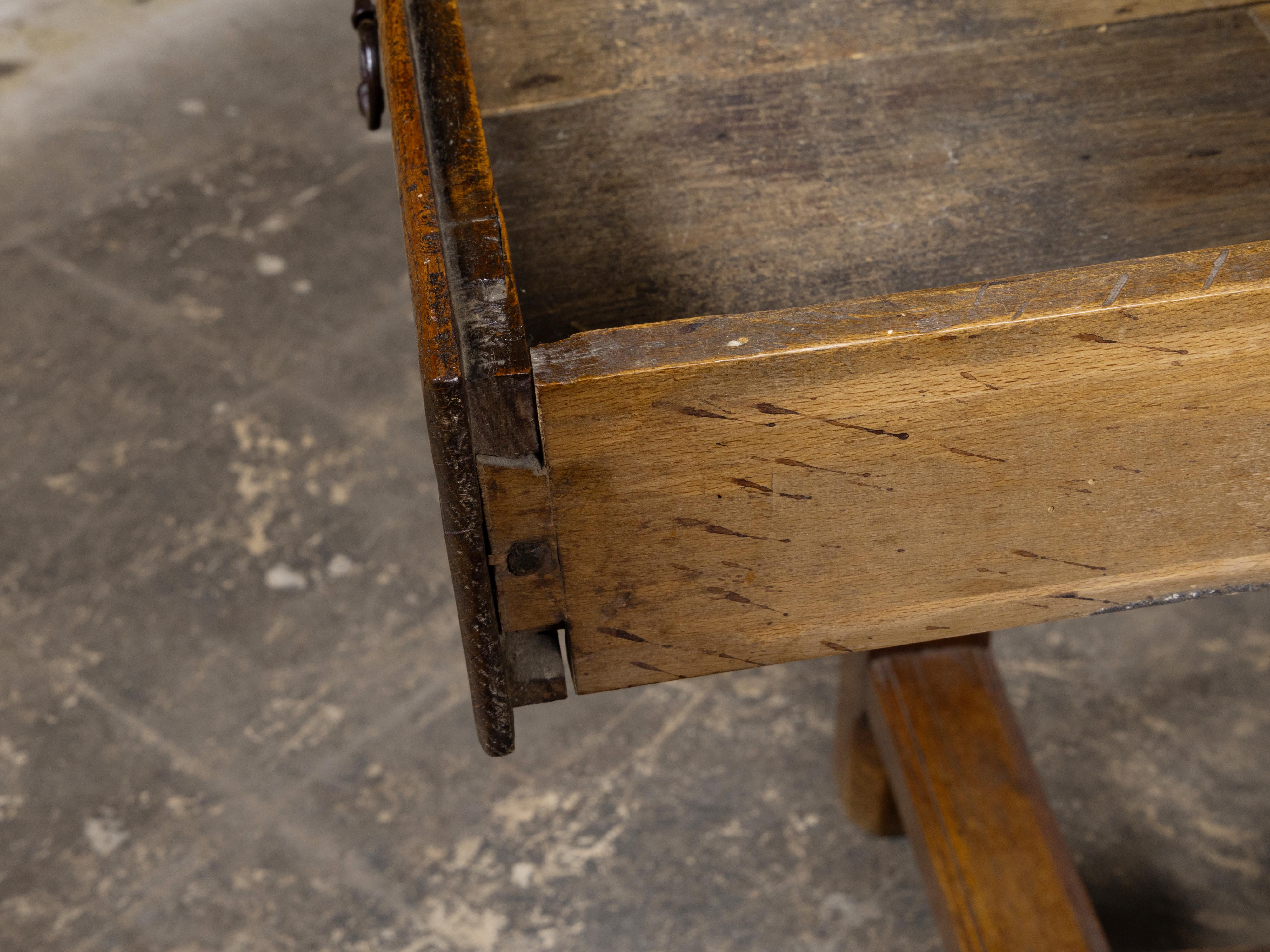 19th Century English Oak Farm Table with Drawer and Plank Top For Sale ...