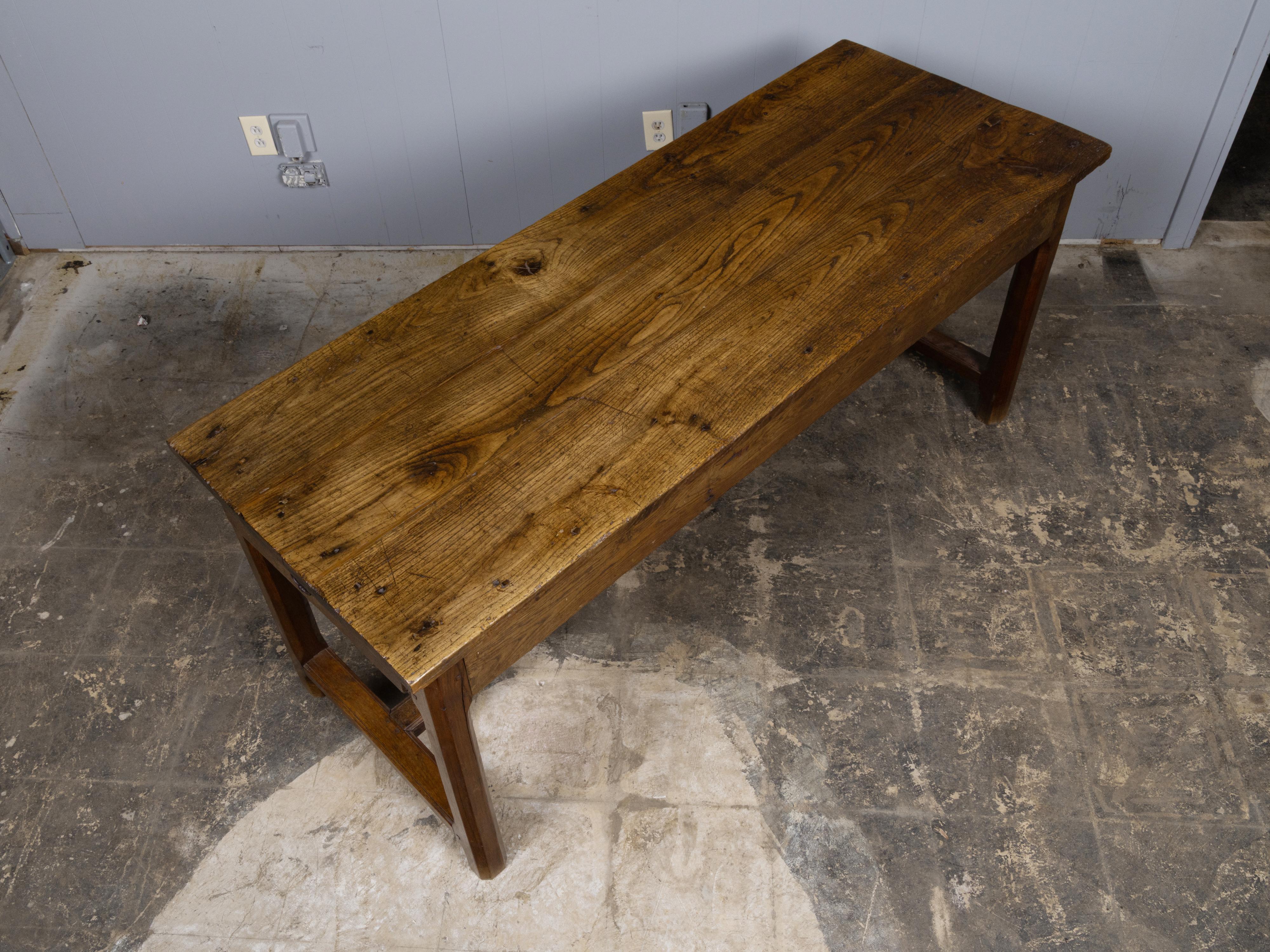 19th Century English Oak Farm Table with Drawer and Plank Top For Sale ...