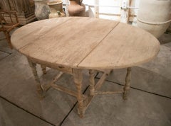 19th Century English Oak Folding Table w/ Drawers and Bronze Handles